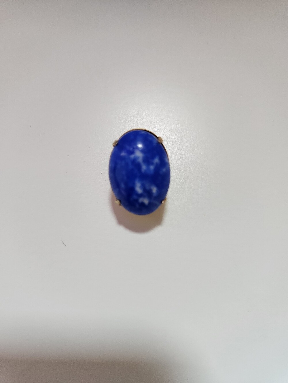 Vintage Single Blue Oval Clip On Earring Gold Tone Replacement Piece